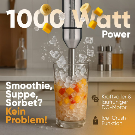 Blender ręczny XXL długa końcówka 27cm stal nierdzewna 1000W PC-SM1317 inox