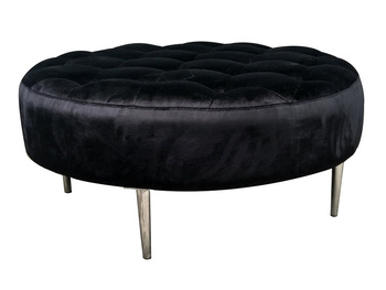 Okrągła welurowa czarna pufa 90x90x42 cm POUF003