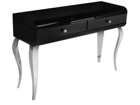 Toaletka glamour czarne szkło 120 x 41 x 78 cm JSF478