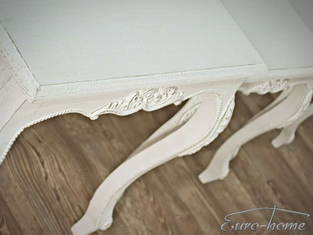 Zestaw 3 białych barokowych stolików M57A