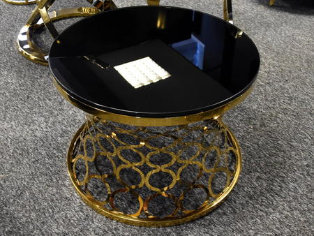 Czarny stolik kawowy z dekoracyjną złotą podstawą CJ929/C404
