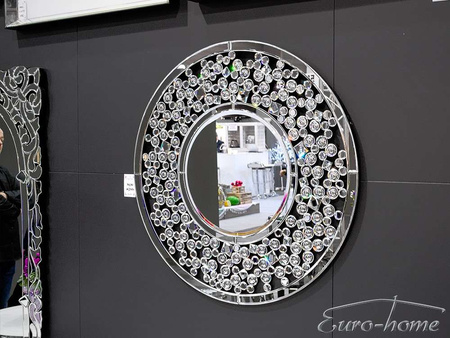 Lustro w ramie z kryształków glamour Ø80 cm 16JZ104