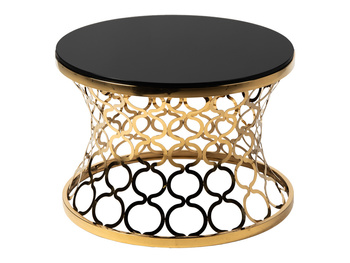 Czarny stolik kawowy z dekoracyjną złotą podstawą CJ929/C404
