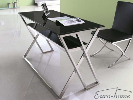 Srebrne eleganckie szklane biurko 119x58x74 cm GG1008