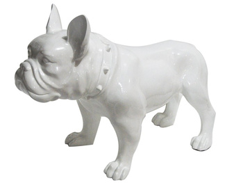 Biała figura buldog 64x54x29 cm A216