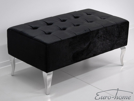 Welurowa czarna pufa z kryształkami 90x50x42 cm POUF008