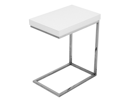 Stolik pomocnik z białego szkła 47x31x57 cm LW706