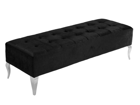 Czarna welurowa pufa z kryształkami 140x50x42 cm POUF006