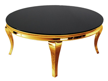 Okrągły złoty stolik z czarną szybą Ø100x40 cm C306-1