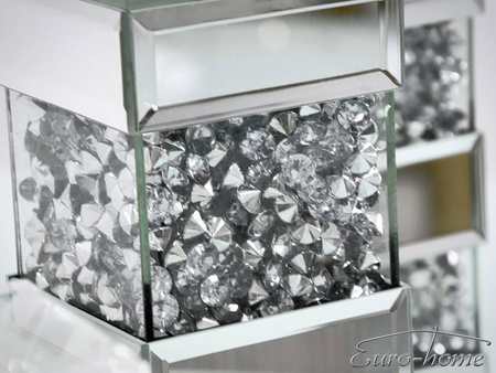 Lustrzany świecznik z kryształkami 10x10x40 cm GD2017