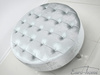 Srebrna welurowa pufa z kryształkami 90x90x42 cm POUF004