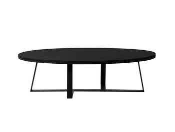 Owalny stolik kawowy czarny matowy blat 130x70x36 cm T086