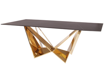 Designerski złoty stół z marmurowym blatem 200x100x75 cm CT2061
