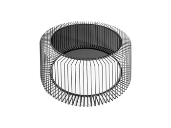 Druciany stolik kawowy grafitowy szklany blat Ø80x38 cm TOYJ19-528