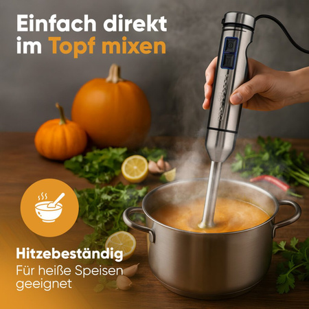 Blender ręczny XXL długa końcówka 27cm stal nierdzewna 1000W PC-SM1317 inox
