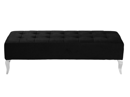 Czarna welurowa pufa z kryształkami 140x50x42 cm POUF006