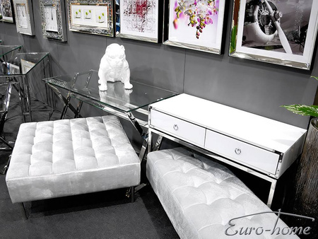 Srebrne eleganckie szklane biurko 119x58x74 cm GG1008