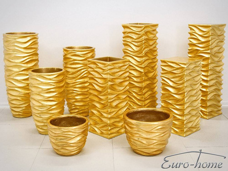 Złota wysoka falowana donica 76x35 cm 2028/3
