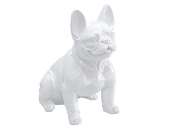 Biała figura buldog francuski 37x40x22 cm A258