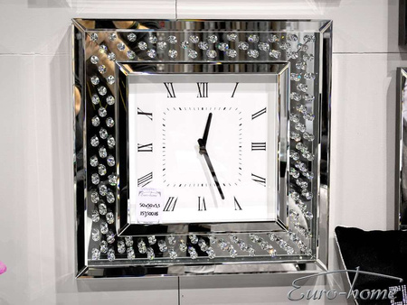 Lustrzany zegar diamenty 50x50 cm 15JS0016