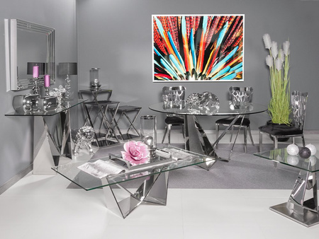 Designerski stolik kawowy stalowa błyszcząca podstawa 130x70x43 cm CT2061C