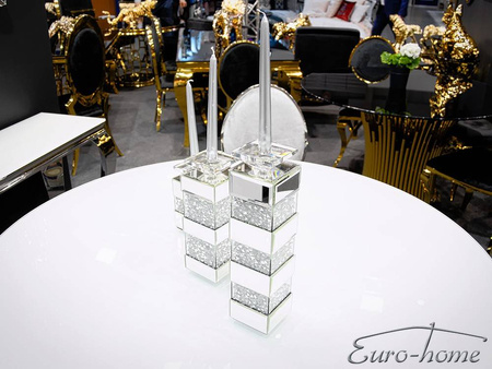 Lustrzany świecznik z kryształkami 10x10x40 cm GD2017