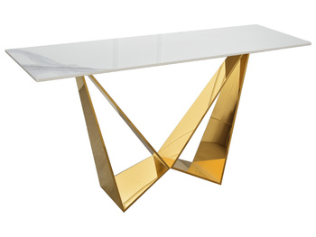 Złota konsola marmurowy błyszczący blat 150x45x80 cm CT2061B