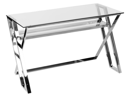 Srebrne eleganckie szklane biurko 119x58x74 cm GG1008