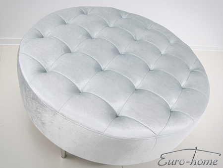 Okrągła welurowa srebrna pufa 90x90x42 cm POUF003