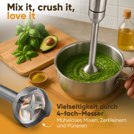 Blender ręczny XXL długa końcówka 27cm stal nierdzewna 1000W PC-SM1317 inox