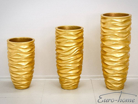Złota wysoka falowana donica 76x35 cm 2028/3