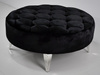 Czarna welurowa pufa z kryształkami 90x90x42 cm POUF004