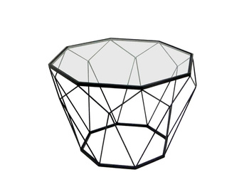 Geometryczny czarny metalowy stolik szklany blat Ø 55 x 38 cm TOYJ19-654
