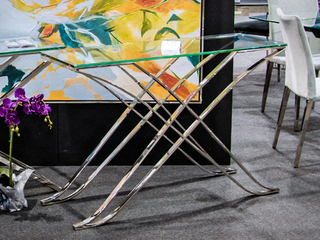 Srebrna szklana konsola 120x40x81 cm GG1038