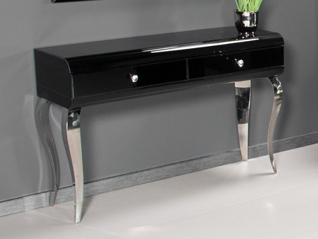 Toaletka glamour czarne szkło 120 x 41 x 78 cm JSF478