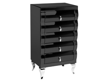 Grafitowa lustrzana wysoka komódka glamour 55x42x100 cm 16JS54