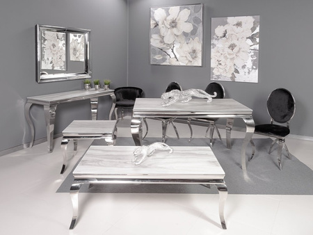 Stół z marmurowym białym blatem modern barock 200x100x75 cm CT/TH306-1