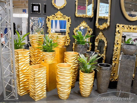 Złota wysoka falowana donica 76x35 cm 2028/3