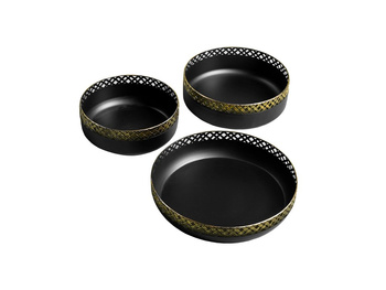 Komplet trzech czarno złotych pater Ø37 cm TOYJ19-483