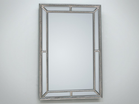 Klasyczne lustro w drewnianej srebrzystej oprawie 80x120 cm 21828