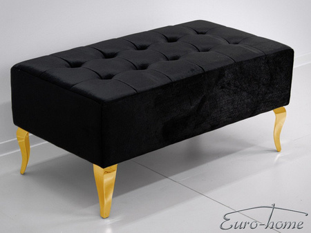 Welurowa czarna pufa złote nóżki 90x50x42 cm POUF008