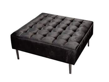 Welurowa czarna pufa 90x90x42 cm POUF001