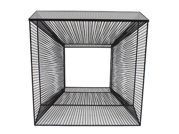 Nowoczesna metalowa konsola 3D z grafitową szybą 80x35x81 cm TOYJ19-213