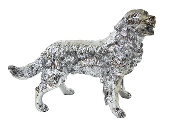 Srebrna figura psa Golden Retriever 54x44x34 cm A020