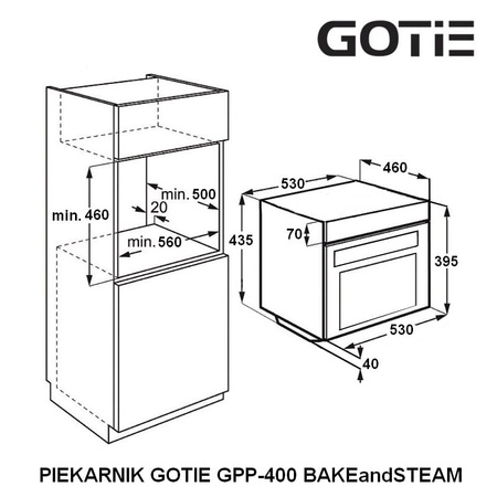 Piekarnik elektryczny parowy GOTIE GPP-400