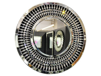 Okrągłe lustro w oprawie z kryształków Art déco 16JZ112