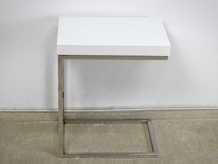 Stolik pomocnik z białego szkła 47x31x57 cm LW706