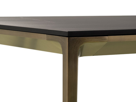 Nowoczesna konsola blat matowy marmur podstawa miedź rustykalna 140x40x75 cm HT209