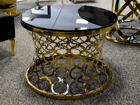 Czarny stolik kawowy z dekoracyjną złotą podstawą CJ929/C404