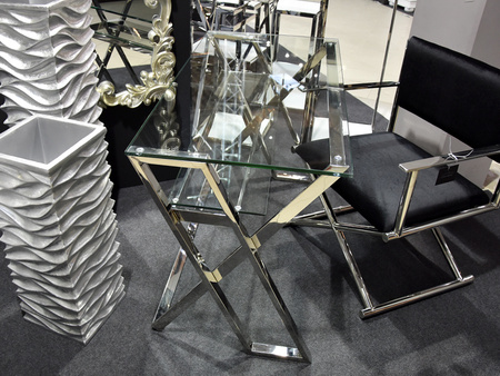 Srebrne eleganckie szklane biurko 119x58x74 cm GG1008